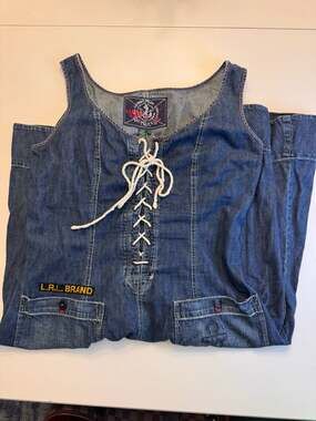 Vintage Lauren Jeans Co. Nautical Denim Lace-Up Flare Dress